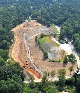 Aerial View of Empty Pine Lake